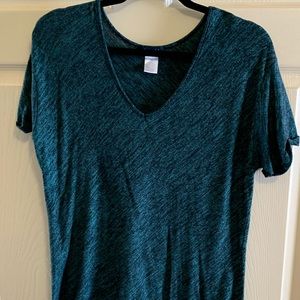 Olivia about short sleeved aqua/black blouse